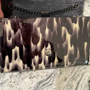 Saint Laurent Kate Small Patent YSL monogram purse with chain